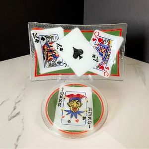 SET of 2 Playing Cards Plates by Peggy Karr